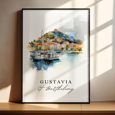 Gustavia St Barts wall art - St. Barthélemy, Gustavia poster, Gustavia Wedding gift, Birthday present, Custom Text, Personalized Gift