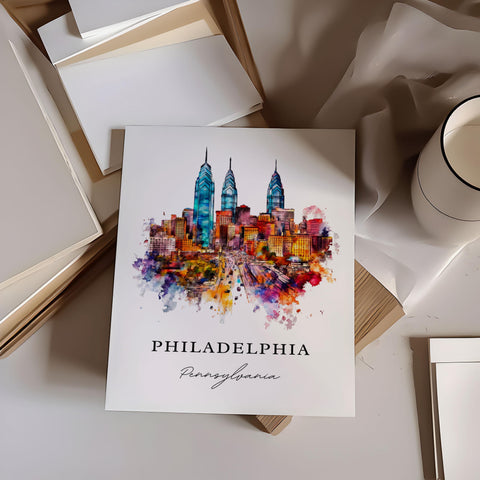 Philadelphia Wall Art, Philadelphia Print, Philly Watercolor Art, Philadelphia PA Gift, Travel Print, Travel Poster, Housewarming Gift