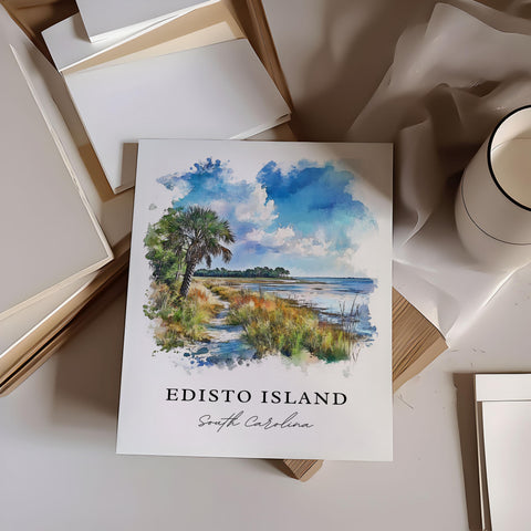 Edisto Island Wall Art, Edisto SC Print, Sea Islands Watercolor Art, Charleston County Gift, Travel Print, Travel Poster, Housewarming Gift