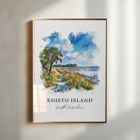 Edisto Island Wall Art, Edisto SC Print, Sea Islands Watercolor Art, Charleston County Gift, Travel Print, Travel Poster, Housewarming Gift