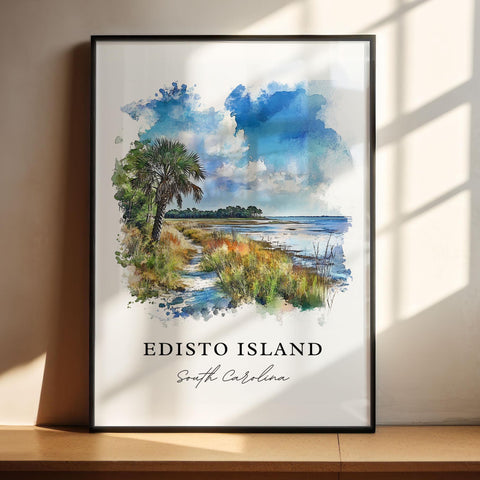 Edisto Island Wall Art, Edisto SC Print, Sea Islands Watercolor Art, Charleston County Gift, Travel Print, Travel Poster, Housewarming Gift