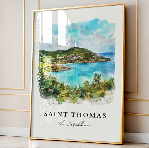 Saint Thomas Wall Art, St Thomas Print, St Thomas Watercolor Art, US Virgin Islands Gift, Travel Print, Travel Poster, Housewarming Gift