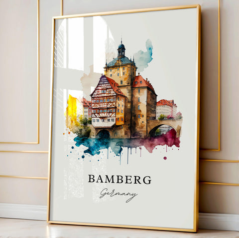 Bamberg Germany wall art - Germany, Bamberg poster, Bamberg Wedding gift, Bamberg Birthday present, Custom Text, Personalised Gift