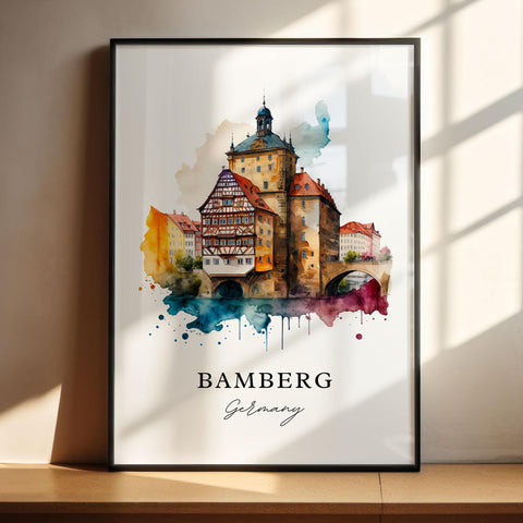 Bamberg Germany wall art - Germany, Bamberg poster, Bamberg Wedding gift, Bamberg Birthday present, Custom Text, Personalised Gift