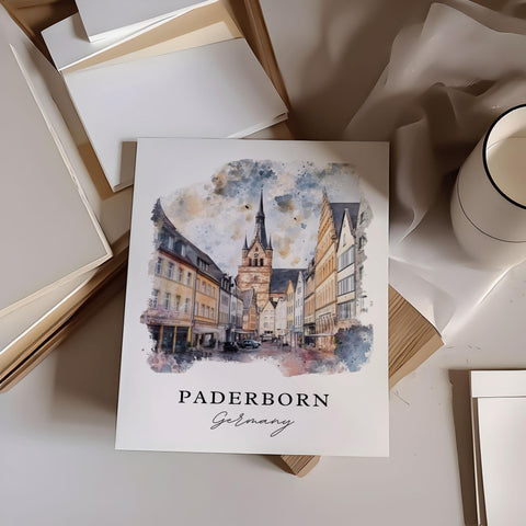 Paderborn Wall Art, Paderborn Germany Print, Paderborn Watercolor Art, Detmold Gift, Travel Print, Travel Poster, Housewarming Gift