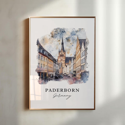 Paderborn Wall Art, Paderborn Germany Print, Paderborn Watercolor Art, Detmold Gift, Travel Print, Travel Poster, Housewarming Gift