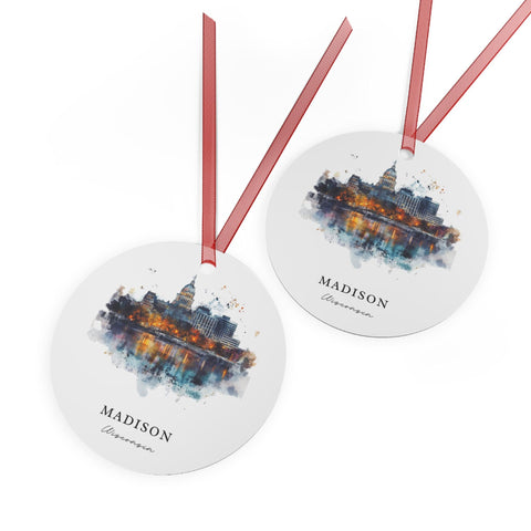 Madison WI Ornament: Unique Madison Souvenir, Madison Wisconsin Xmas Decor, and Authentic Madison WI Gift (1pc, 3pcs, 5pcs, 10pcs)