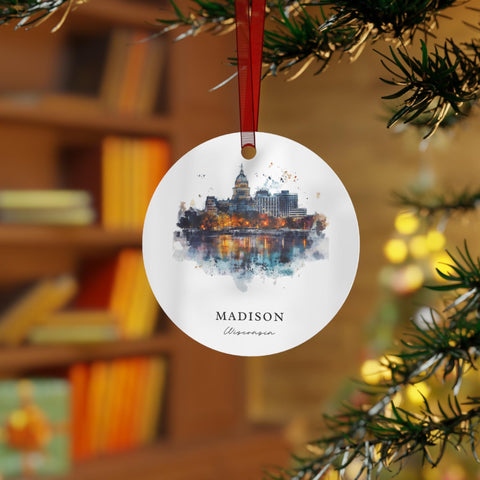 Madison WI Ornament: Unique Madison Souvenir, Madison Wisconsin Xmas Decor, and Authentic Madison WI Gift (1pc, 3pcs, 5pcs, 10pcs)