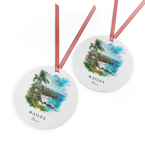 Wailea Maui Ornament: Unique Wailea Souvenir, Wailea Xmas Decor, and Authentic Wailea Maui Hawaii Christmas Gift (1pc, 3pcs, 5pcs, 10pcs)