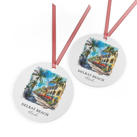 Delray Beach Florida Ornament: Unique Delray Beach Souvenir, Delray FL Xmas Decor, and Authentic Delray Beach Gift (1pc, 3pcs, 5pcs, 10pcs)