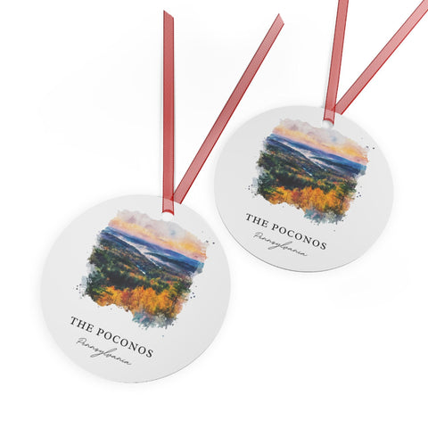 Poconos Ornament: Unique Poconos Souvenir, Poconos Xmas Decor, and Authentic Poconos Mountains Gift (1pc, 3pcs, 5pcs, 10pcs)