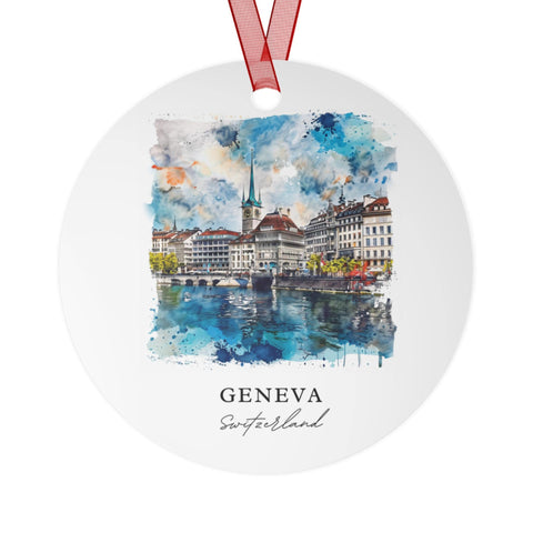 Geneva Switzerland Ornament: Unique Geneva Souvenir, Geneva Xmas Decor, and Authentic Geneva Swiss Gift (1pc, 3pcs, 5pcs, 10pcs)