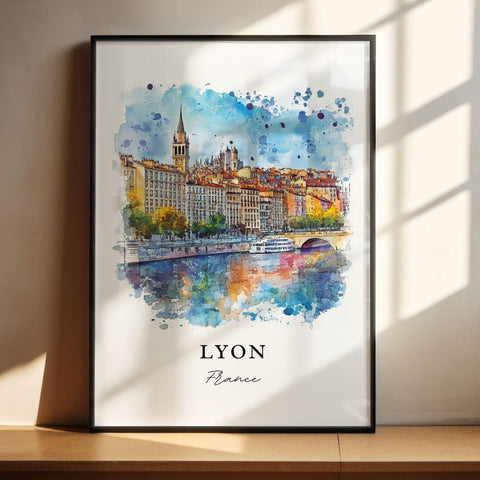 Lyon France Wall Art, Lyon Print, Lyon FR Watercolor Art, Lyon France Gift, Auvergne-Rhône Travel Print, Travel Poster, Housewarming Gift