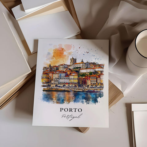 Porto Wall Art, Porto Portugal Print, Porto Watercolor Art, Iberian Peninsula Gift, Travel Print, Travel Poster, Housewarming Gift