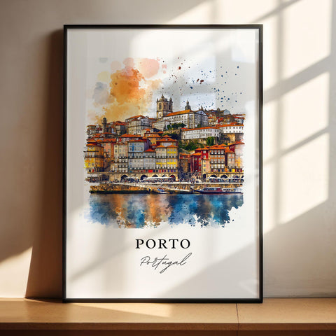 Porto Wall Art, Porto Portugal Print, Porto Watercolor Art, Iberian Peninsula Gift, Travel Print, Travel Poster, Housewarming Gift