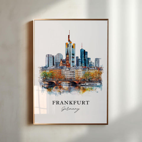 Frankfurt Wall Art, Frankfurt Print, Frankfurt Watercolor Art, Frankfurt Skyline Gift, Travel Print, Travel Poster, Housewarming Gift