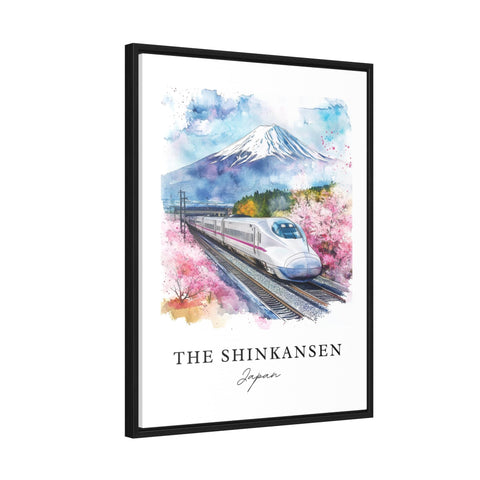 Shinkansen Japan Art, Shinkansen Print, Mount Fuji Watercolor Art, Bullet Train Japan Gift, Travel Print, Travel Poster, Housewarming Gift