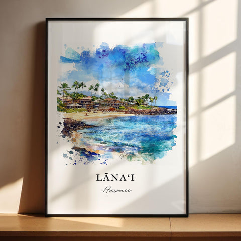 Lanai Wall Art, Maui Hawaii Print, Lanai Watercolor Art, Maui Hawaii Gift, Travel Print, Travel Poster, Housewarming Gift