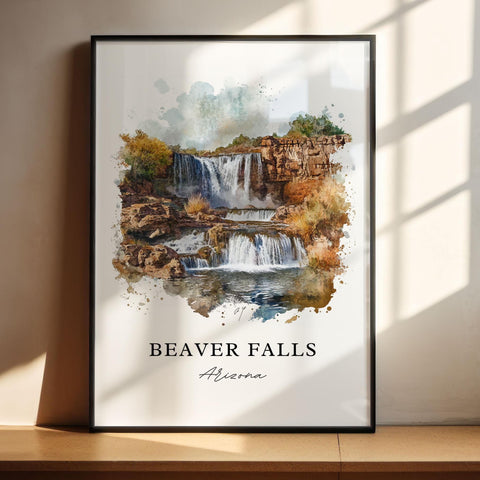 Beaver Falls Wall Art, Beaver Falls Print, Beaver Falls Watercolor Art, Beaver Falls AZ Gift, Travel Print, Travel Poster, Housewarming Gift