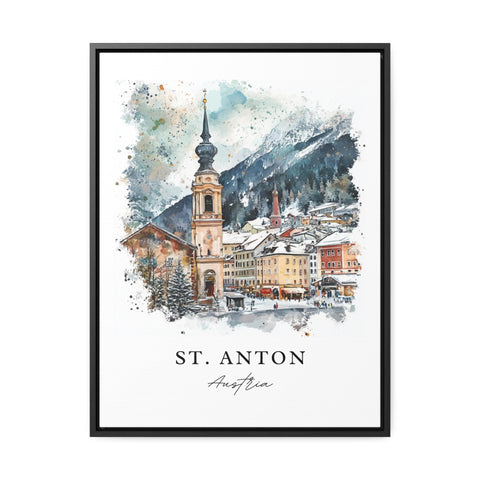 St. Anton Wall Art, St. Anton am Arlberg Print, Austria Watercolor, Austria Ski Gift, Tyrolean Alps Print, Travel Poster, Housewarming Gift