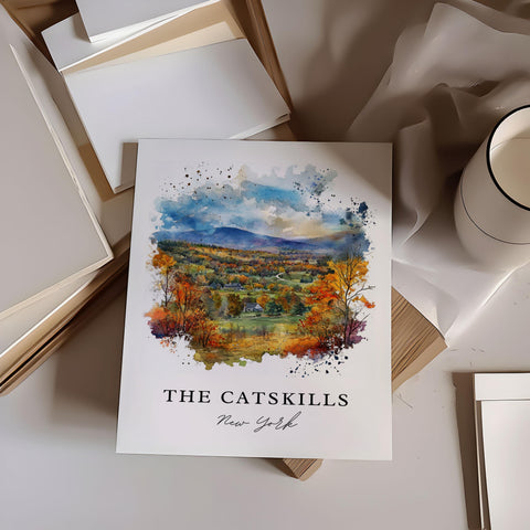 Catskills Wall Art, Catskills Print, Catskills Watercolor Art, Catskills NY Gift, Travel Print, Travel Poster, Housewarming Gift