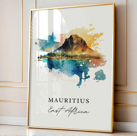 Mauritius wall art - East Africa, Mauritius poster, Mauritius Wedding gift, Eastern Africa present, Custom Text, Personalised Gift