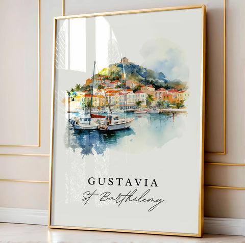 Gustavia St Barts wall art - St. Barthélemy, Gustavia poster, Gustavia Wedding gift, Birthday present, Custom Text, Personalized Gift