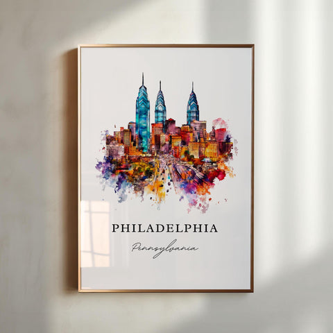 Philadelphia Wall Art, Philadelphia Print, Philly Watercolor Art, Philadelphia PA Gift, Travel Print, Travel Poster, Housewarming Gift