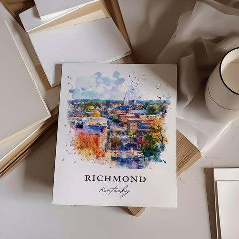 Richmond KY Wall Art, Richmond Print, Richmond Kentucky Watercolor, Madison County KY Gift, Travel Print, Travel Poster, Housewarming Gift