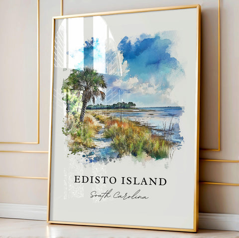 Edisto Island Wall Art, Edisto SC Print, Sea Islands Watercolor Art, Charleston County Gift, Travel Print, Travel Poster, Housewarming Gift