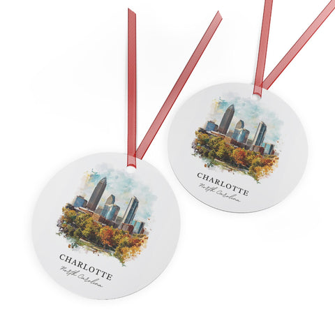 Charlotte NC Ornament: Unique Charlotte Souvenir, Charlotte Xmas Decor, and Authentic Charlotte Skyline Gift (1pc, 3pcs, 5pcs, 10pcs)