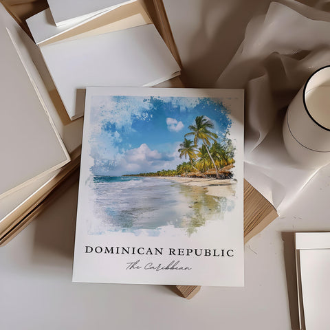 Dominican Republic Wall Art, Republica Dominica Print, DR Watercolor Art, Punta Cana Gift, Travel Print, Travel Poster, Housewarming Gift