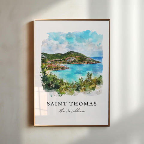 Saint Thomas Wall Art, St Thomas Print, St Thomas Watercolor Art, US Virgin Islands Gift, Travel Print, Travel Poster, Housewarming Gift