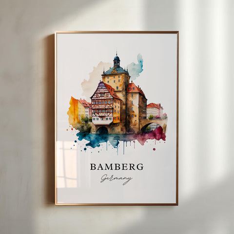 Bamberg Germany wall art - Germany, Bamberg poster, Bamberg Wedding gift, Bamberg Birthday present, Custom Text, Personalised Gift