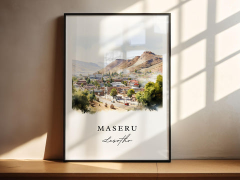 Maseru Lesotho wall art - Lesotho, Maseru poster, Maseru Wedding gift, Lesotho Birthday present, Custom Text, Personalized Gift