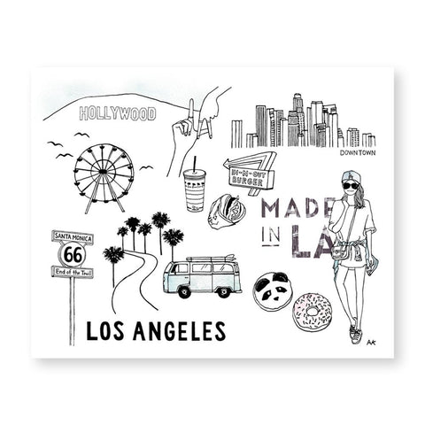 Los Angeles Art Print Illustration – Detailed Illustration of Los Angeles, California for Home Decor, Office Decor, and Unique Gifts