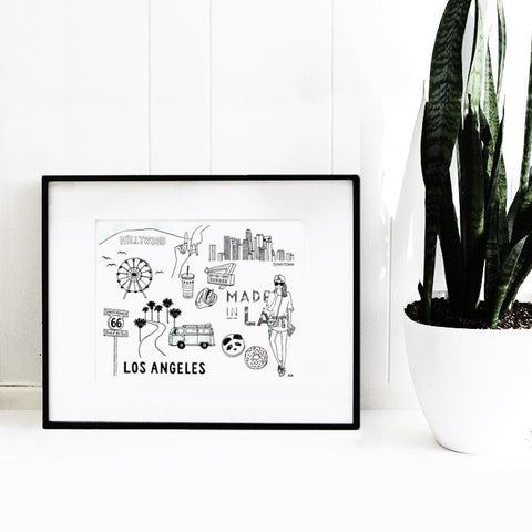 Los Angeles Art Print Illustration – Detailed Illustration of Los Angeles, California for Home Decor, Office Decor, and Unique Gifts