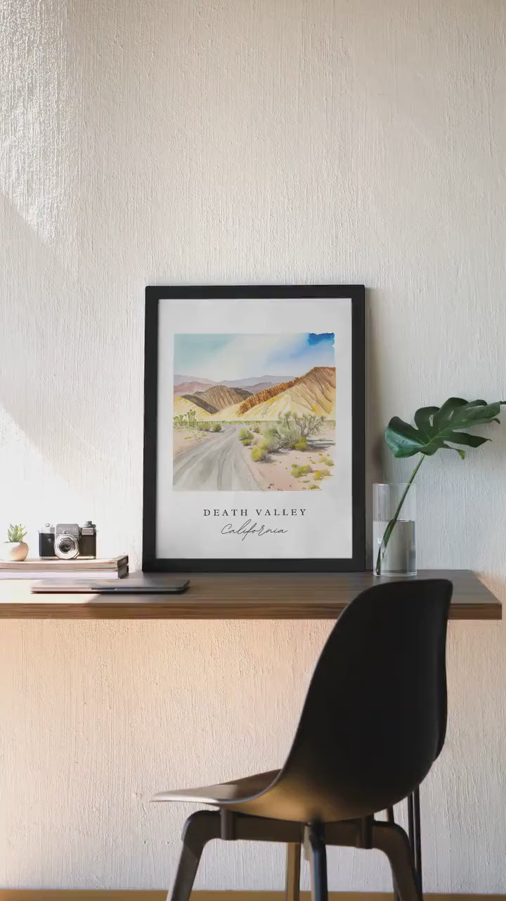 Death Valley, California: Framed Canvas Watercolor