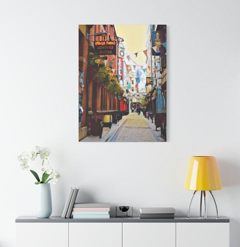 Dublin Ireland Watercolor Street Scene Canvas Print - Artificial Painting - Unique Home Decor, Digital Download also available