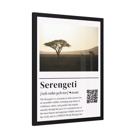 Historia del Serengeti: Impresión fotográfica enmarcada con código QR Historia corta