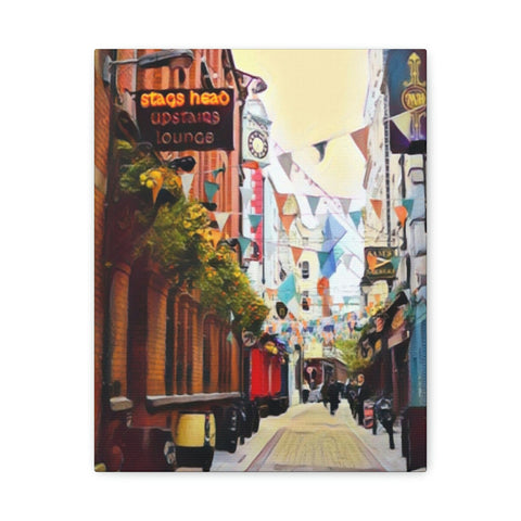 Dublin Ireland Watercolor Street Scene Canvas Print - Artificial Painting - Unique Home Decor, Digital Download also available