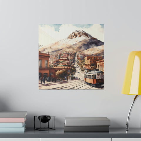 La Paz in Watercolors: Dynamic Cityscape Canvas Print, Matte Canvas