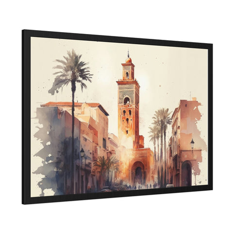 Marrakech in Watercolor: A Moroccan Masterpiece, Framed