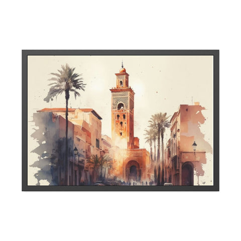 Marrakech in Watercolor: A Moroccan Masterpiece, Framed