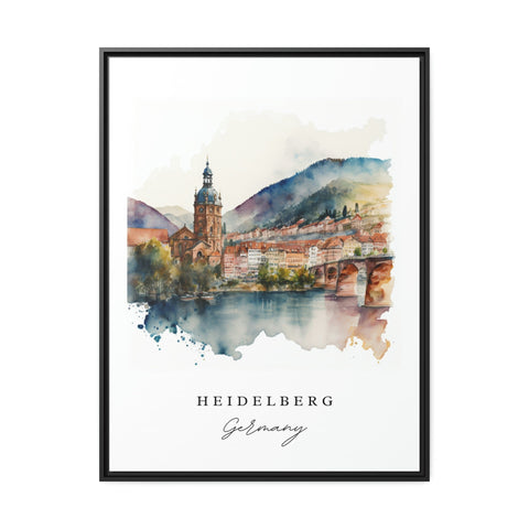 Heidelberg traditional travel art - Germany, Germany poster, Wedding gift, Birthday present, Custom Text, Personalised Gift