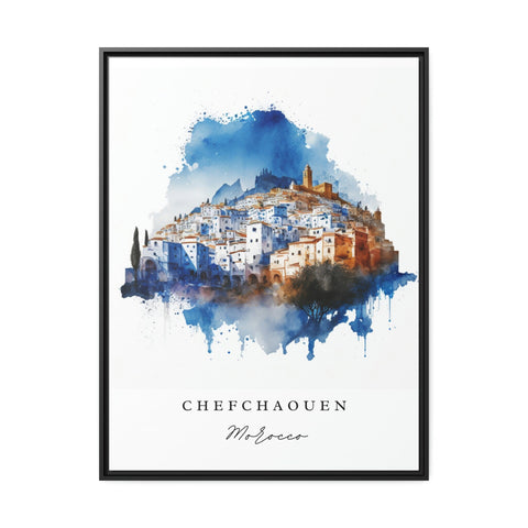 Chefchaouen traditional travel art - Morocco, Chefchaouen poster, Wedding gift, Birthday present, Custom Text, Personalised Gift