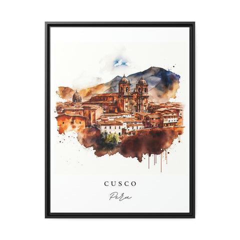 Cusco traditional travel art - Peru, Cuzco poster, Wedding gift, Birthday present, Custom Text, Personalised Gift