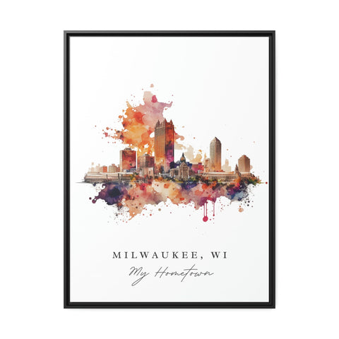 Milwaukee traditional travel art - Wisconsin, Milwaukee poster, Wedding gift, Birthday present, Custom Text, Personalised Gift