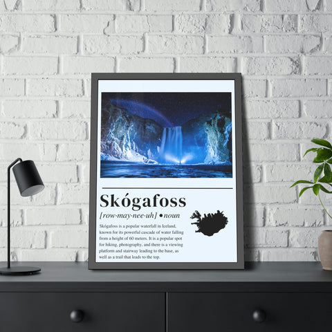 Skógafoss Waterfall: A Photographic Journey - Framed Print & Infographic