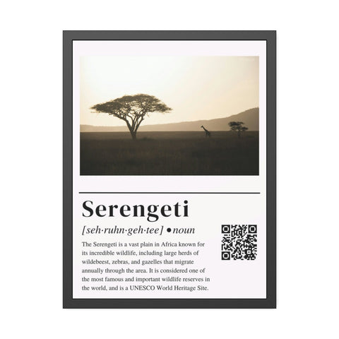 Serengeti Story: Framed Photographic Print with QR Code Short Story